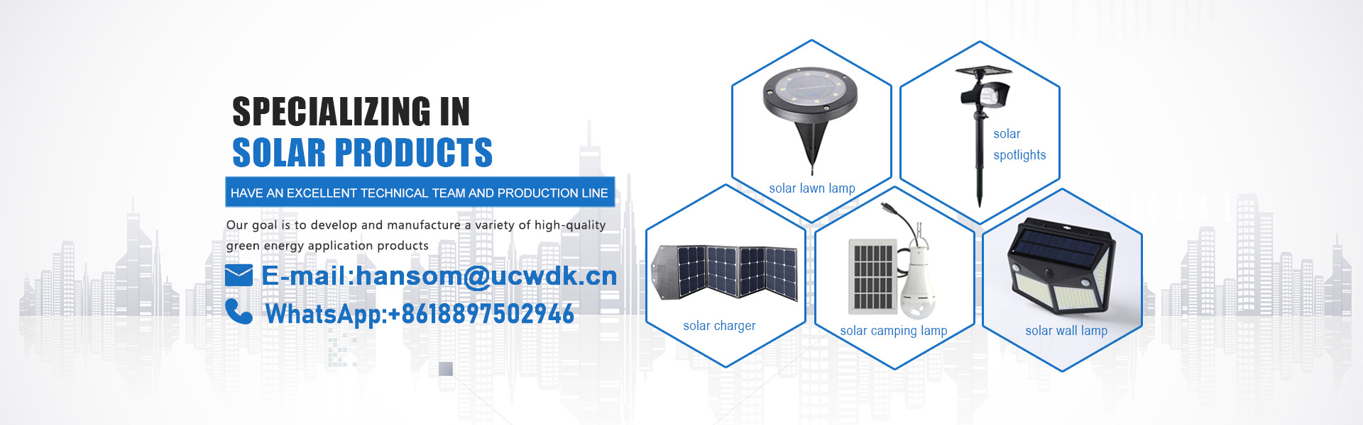 Cargador solar, luz solar, panel solar.,UCWDK Solar Technology Co. Ltd.